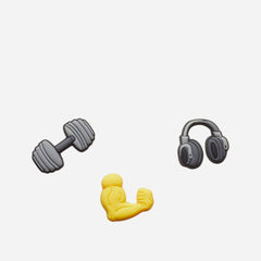 Jibbitz™ Charm Workout 3 Pcs - Xám - Supersports Vietnam