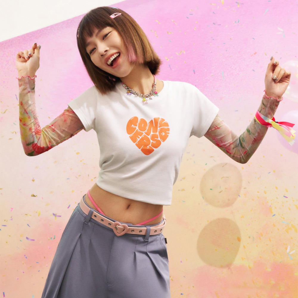 Áo Thun Nữ Converse Colorful Heart - Trắng - Supersports Vietnam
