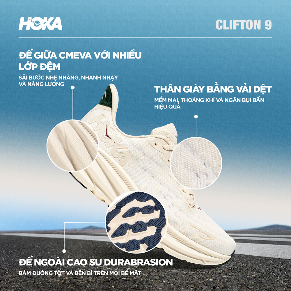 Giày Chạy Bộ Nam HOKA Clifton 9 - Be - Supersports Vietnam
