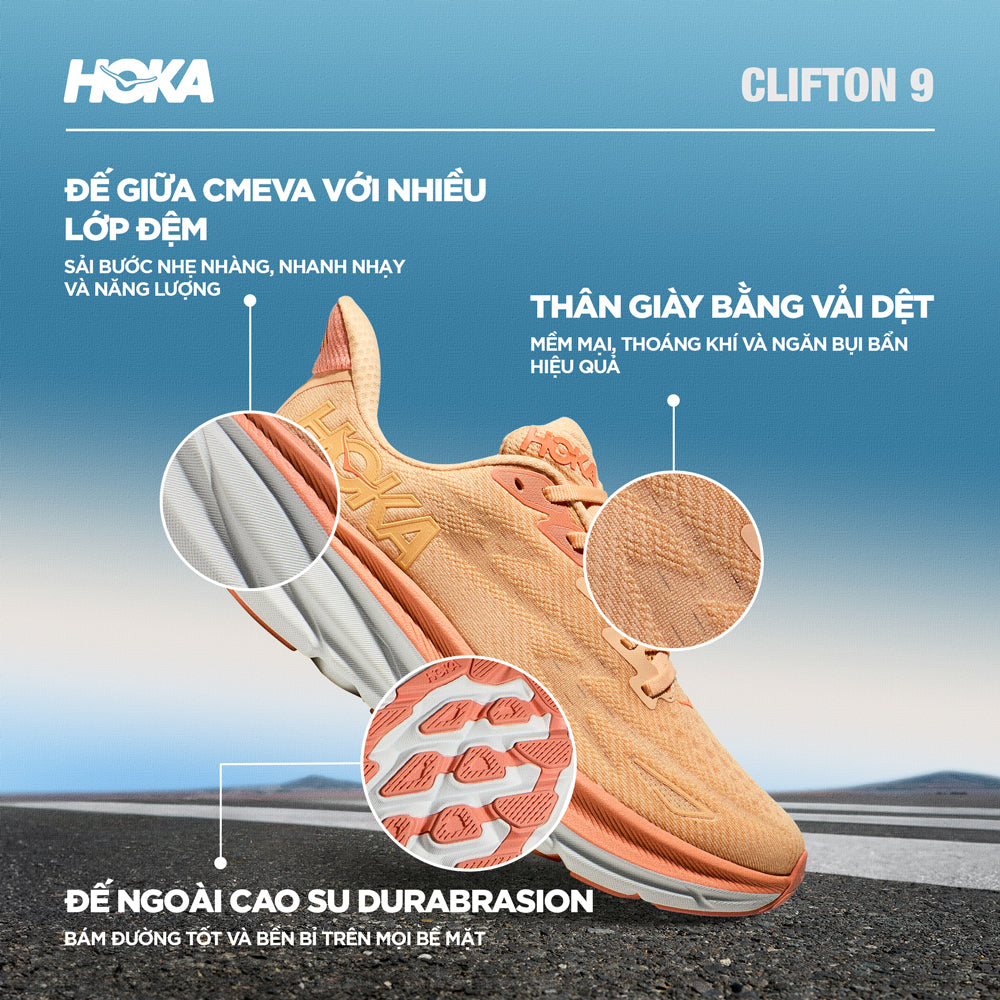 Giày Chạy Bộ Nữ HOKA Clifton 9 - Cam - Supersports Vietnam
