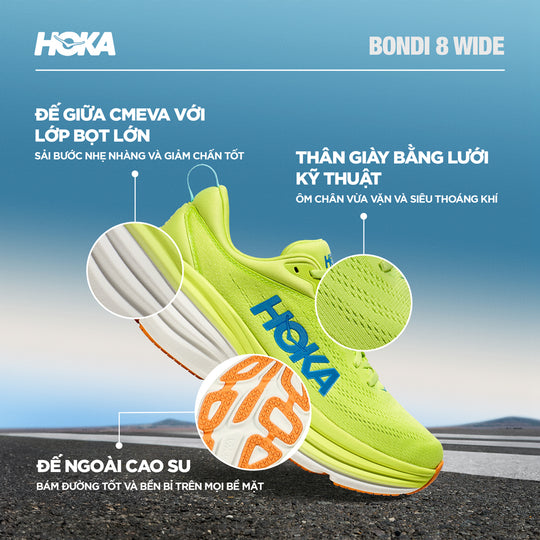 Giày Chạy Bộ Nam HOKA Bondi 8 Wide - Vàng Chanh