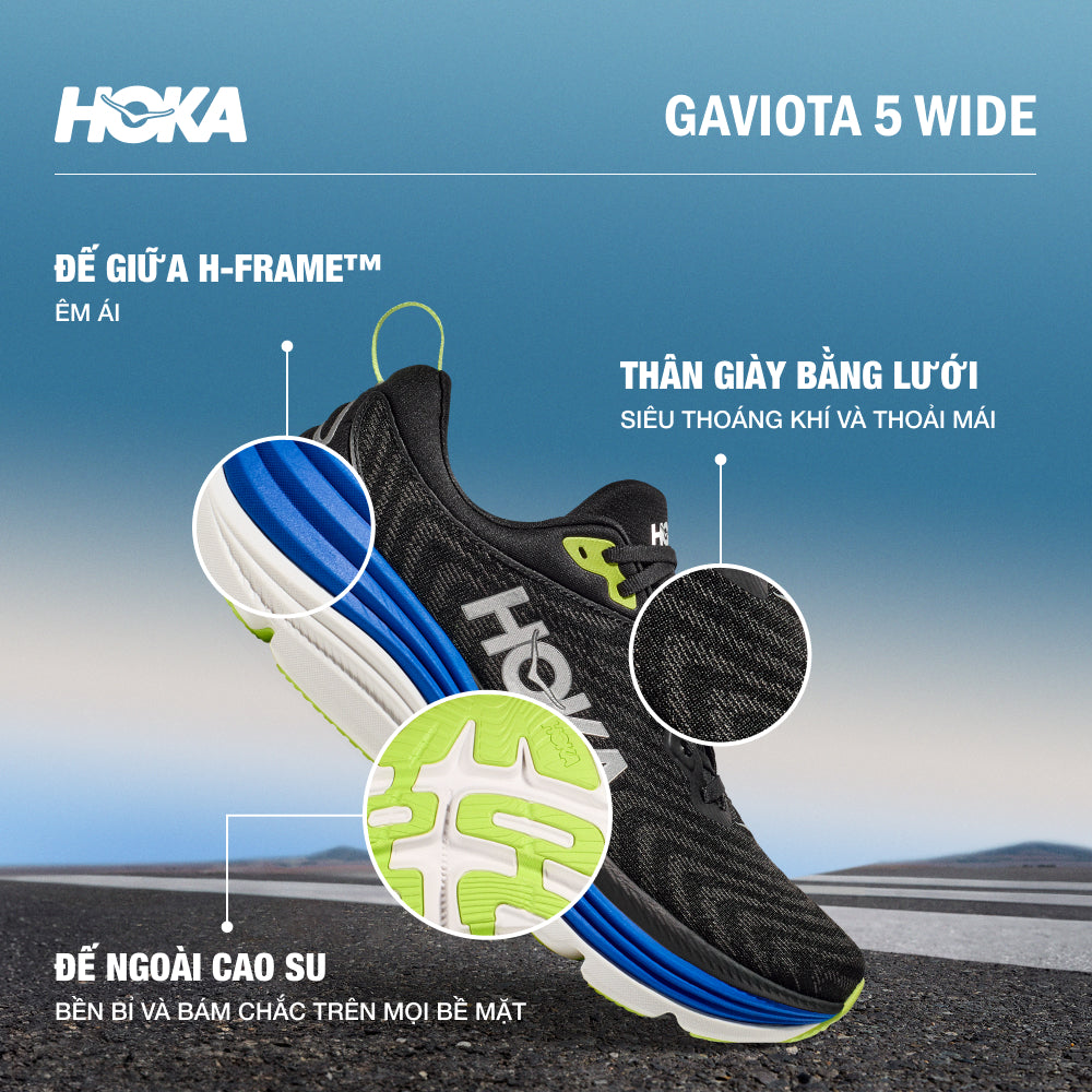 Giày Chạy Bộ Nam HOKA Gaviota 5 Wide - Đen - Supersports Vietnam