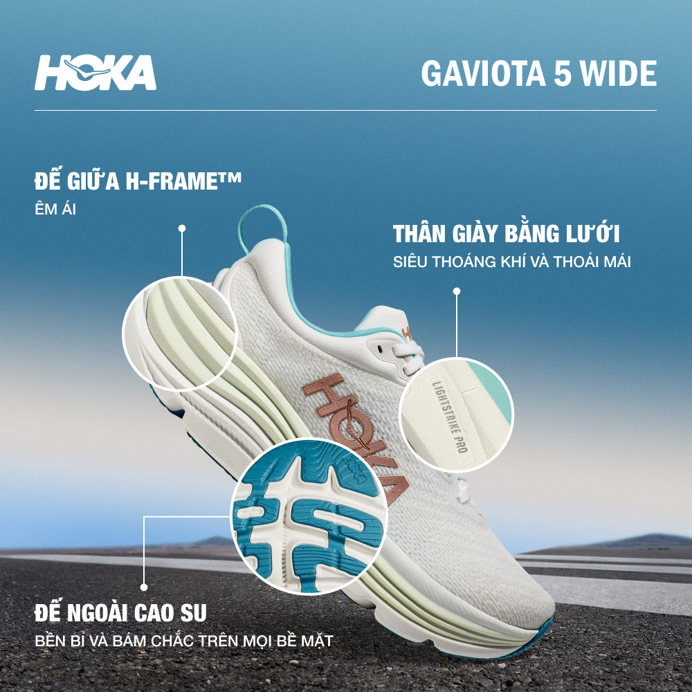 Giày Chạy Bộ Nữ HOKA Gaviota 5 Wide - Be - Supersports Vietnam