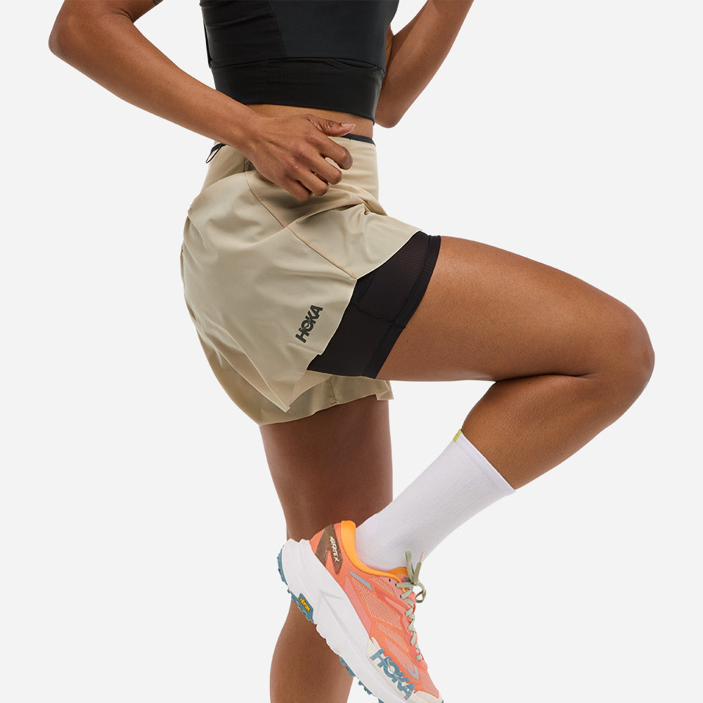 Quần Ngắn Thể Thao Chạy Bộ Nữ HOKA Skyglide - Be - Supersports Vietnam