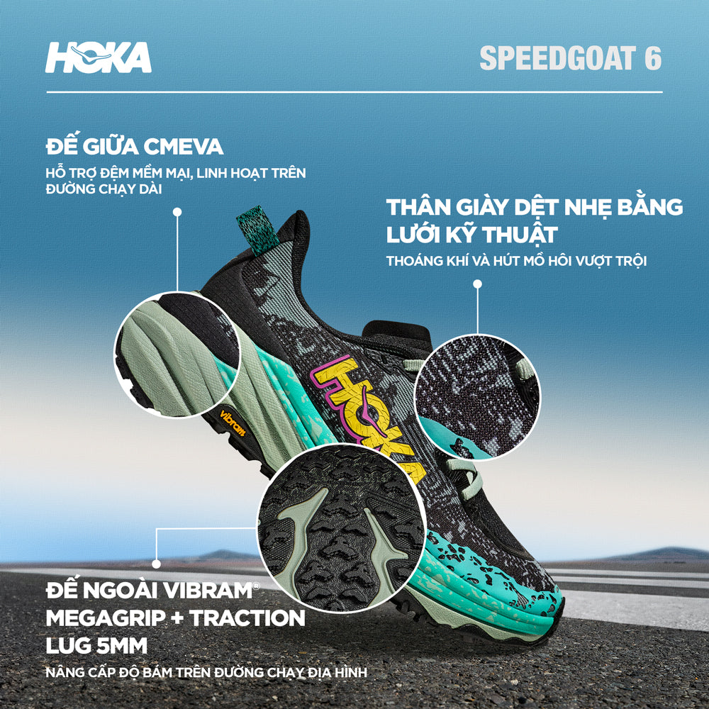 Giày Chạy Bộ Nữ HOKA Speedgoat 6 - Đen - Supersports Vietnam
