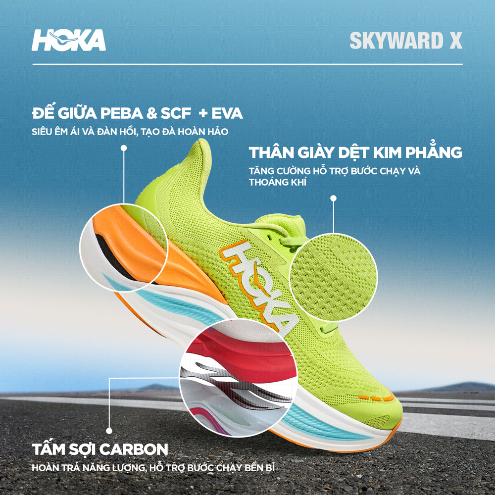 Giày Chạy Bộ Nữ HOKA Skyward X - Vàng Chanh - Supersports Vietnam