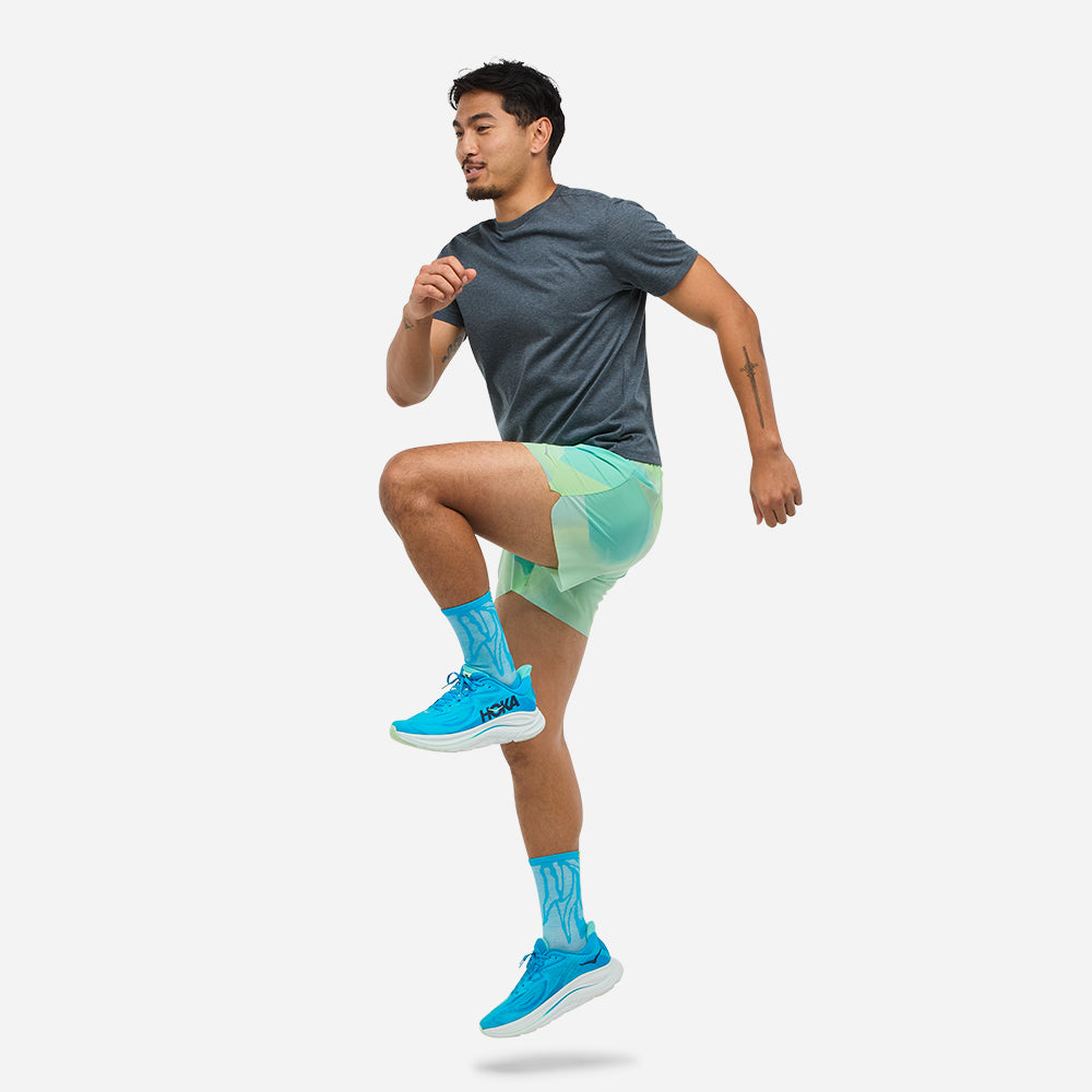 Quần Ngắn Thể Thao Chạy Bộ Nam HOKA Glide 5'' Brief - Xanh Mint - Supersports Vietnam