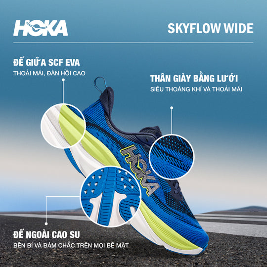 Giày Chạy Bộ Nam HOKA Skyflow Wide - Xanh Dương