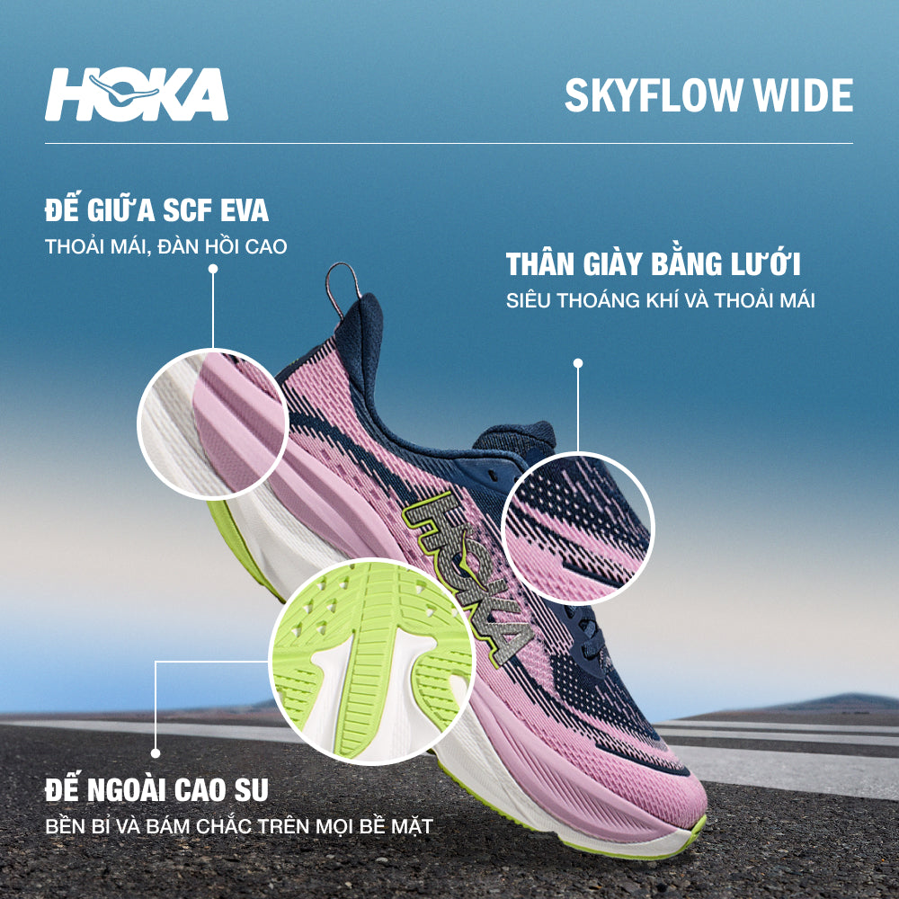 Giày Chạy Bộ Nữ HOKA Skyflow Wide - Hồng - Supersports Vietnam