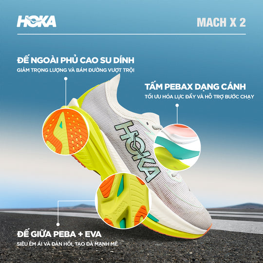 Giày Chạy Bộ Nam HOKA Mach X 2 - Trắng