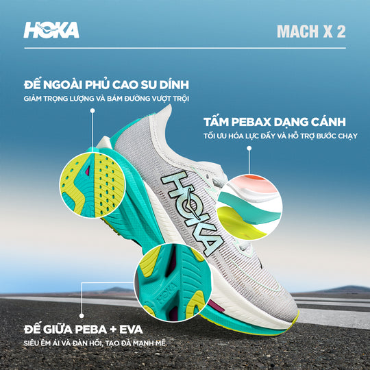 Giày Chạy Bộ Nữ HOKA Mach X 2 - Trắng