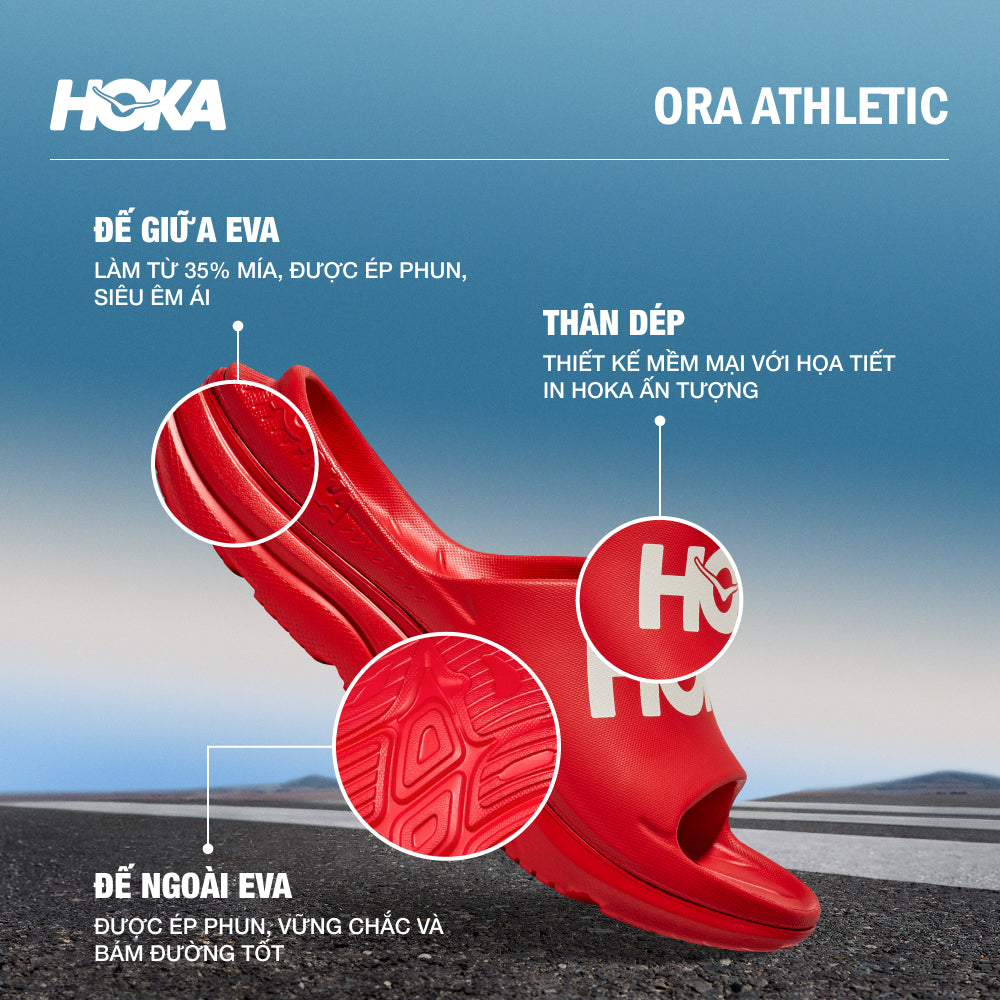 Dép Quai Ngang Unisex HOKA Ora Athletic - Đỏ - Supersports Vietnam