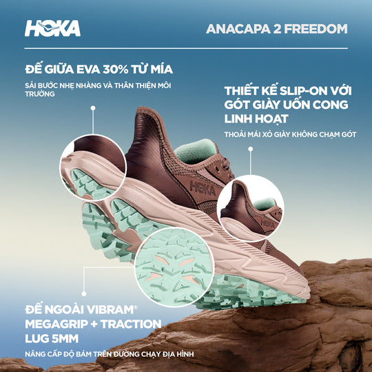 Giày Leo Núi Nữ HOKA Anacapa 2 Freedom - Nâu