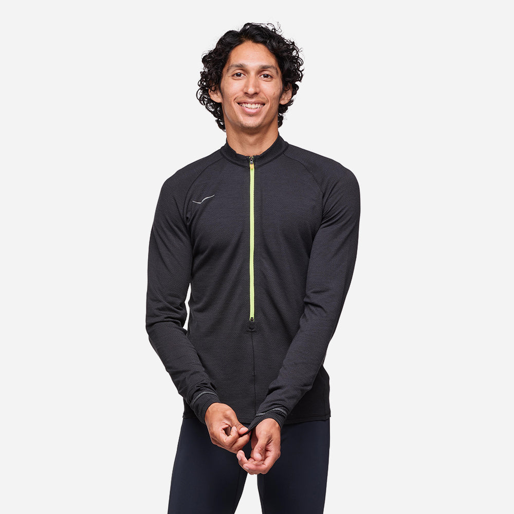 Áo Tay Dài Bó Cơ Nam HOKA Basezip Long - Đen - Supersports Vietnam