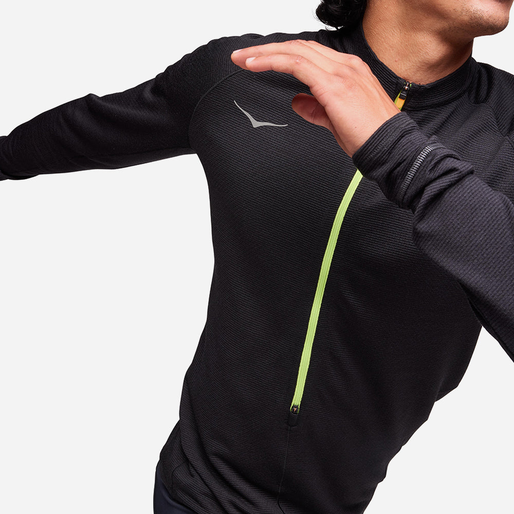 Áo Tay Dài Bó Cơ Nam HOKA Basezip Long - Đen - Supersports Vietnam