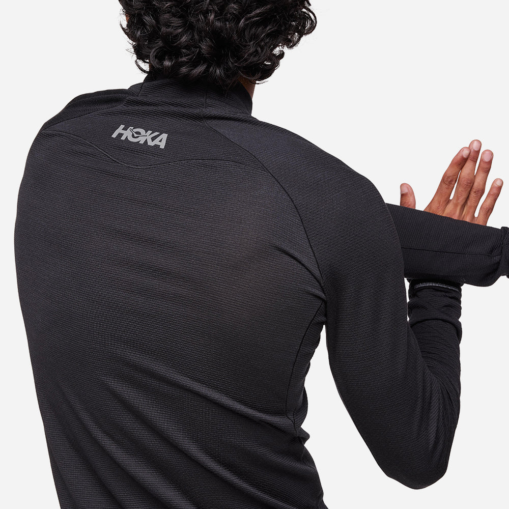 Áo Tay Dài Bó Cơ Nam HOKA Basezip Long - Đen - Supersports Vietnam