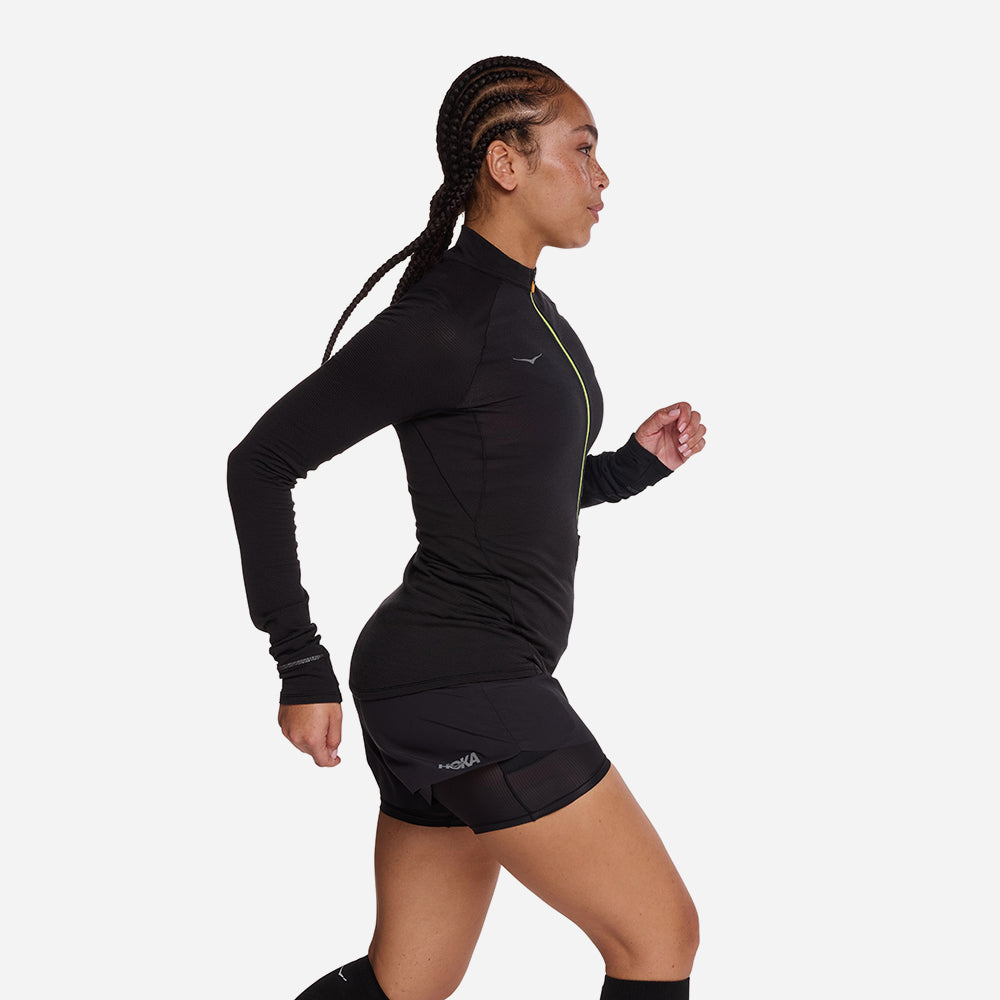 Áo Tay Dài Bó Cơ Nữ HOKA Basezip Long - Đen - Supersports Vietnam