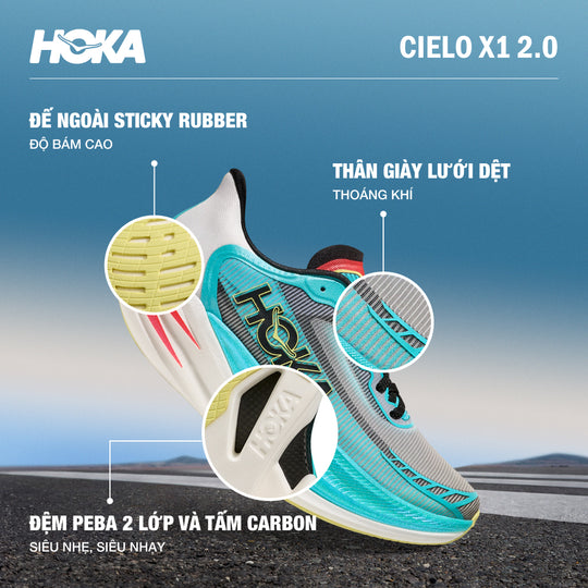 Giày Chạy Bộ Unisex HOKA Cielo X1 2.0 - Xanh Dương