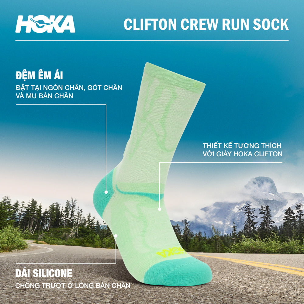 Vớ Thể Thao HOKA Clifton Crew - Xanh Mint - Supersports Vietnam