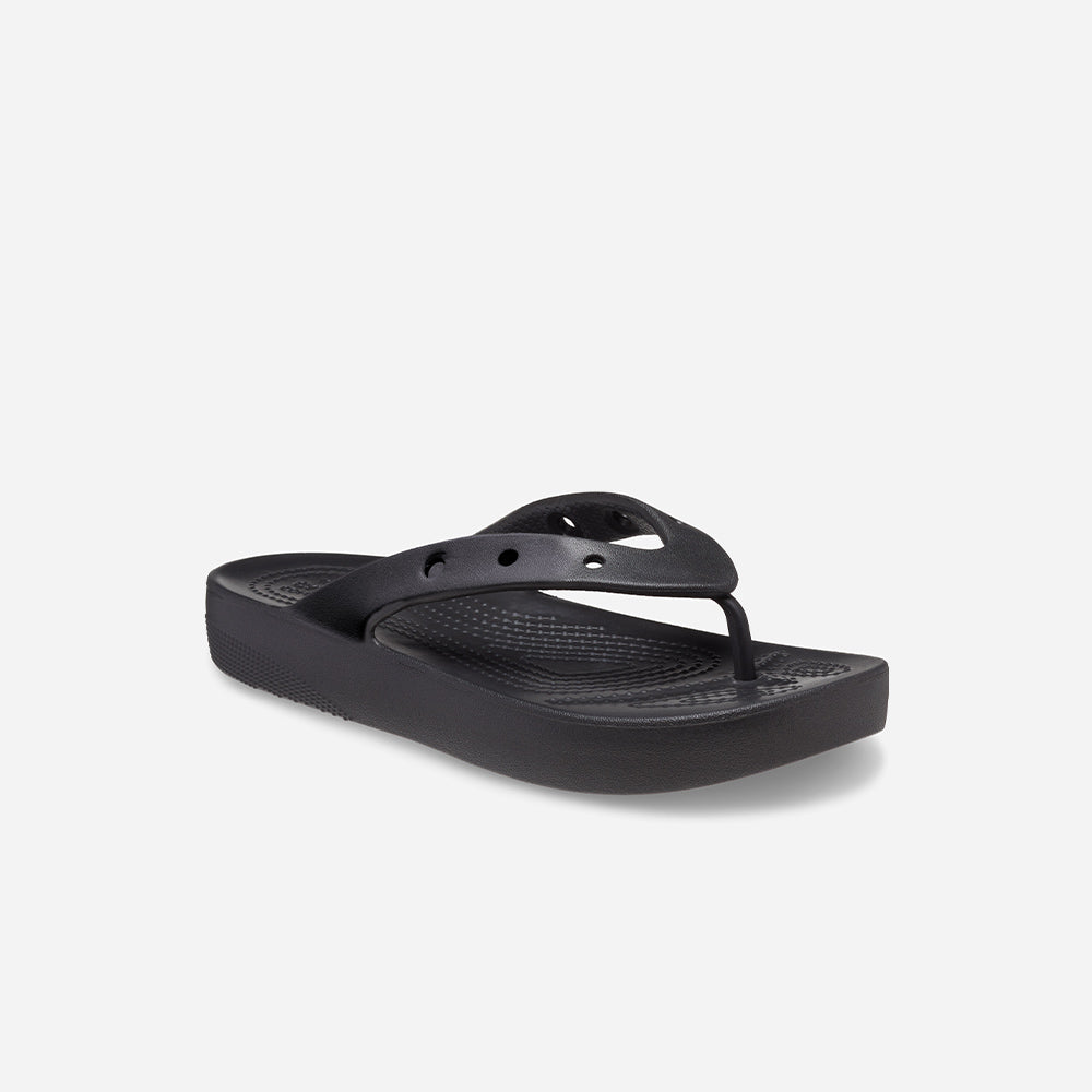 Dép Xỏ Ngón Nữ Crocs Classic Platform - Đen - Supersports Vietnam