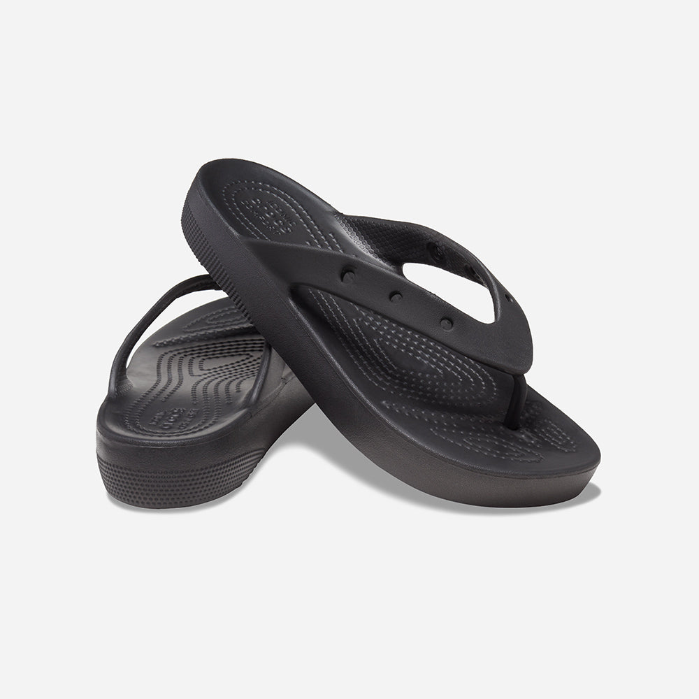 Dép Xỏ Ngón Nữ Crocs Classic Platform - Đen - Supersports Vietnam
