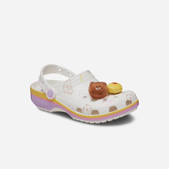 Giày Clog Unisex Crocs Classic Line Friends - Trắng