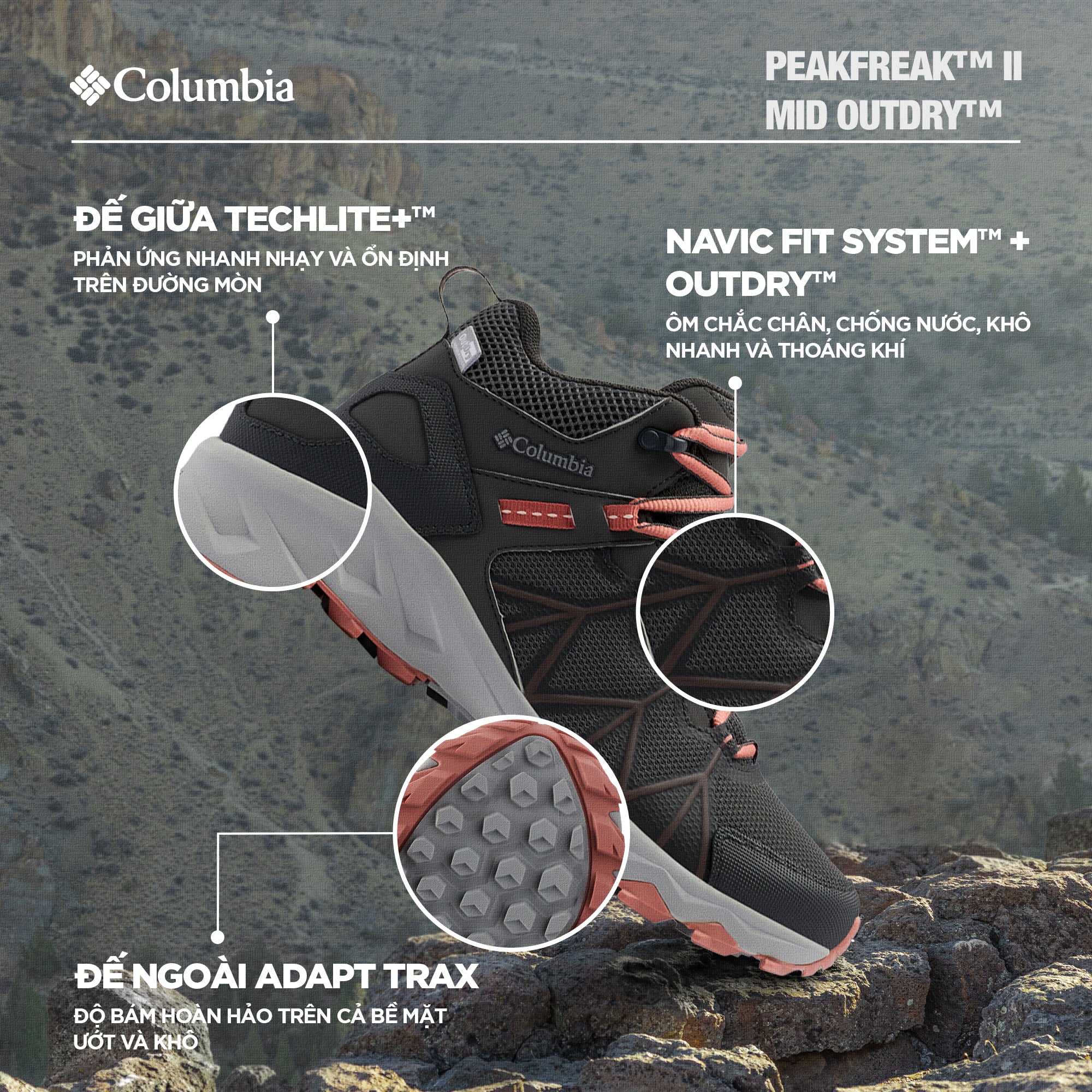 Giày Leo Núi Nữ Columbia Peakfreak™ Ii Mid Outdry™ (Phiên Bản Mới Nhất 2024) - Xám - Supersports Vietnam
