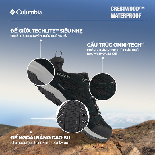 Giày Thể Thao Đa Năng Nam Columbia Crestwood™ Waterproof (Phiên Bản Mới Nhất 2024)- Đen