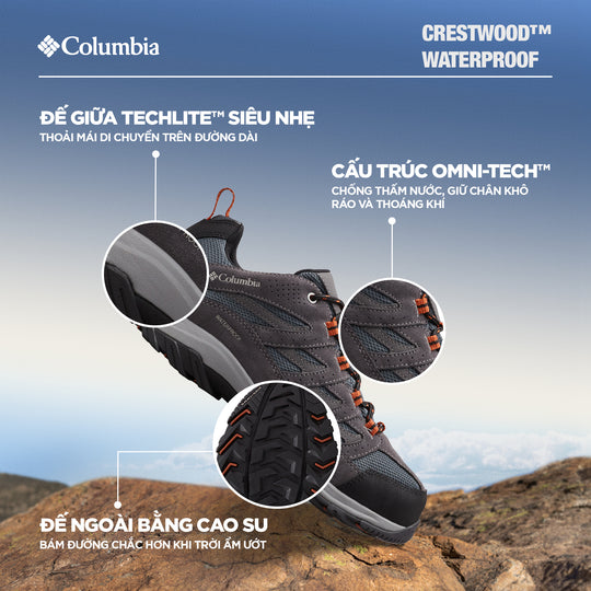 Giày Thể Thao Đa Năng Nam Columbia Crestwood™ Waterproof - Xám