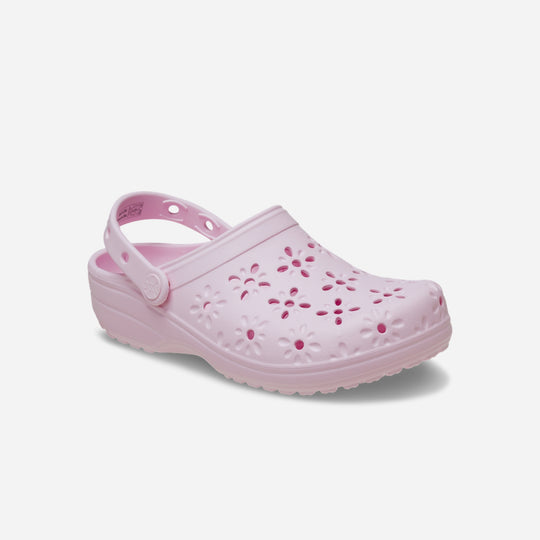 Giày Clog Unisex Crocs Classic Floral Cutout - Hồng