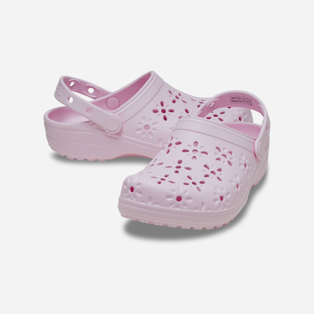 Giày Clog Unisex Crocs Classic Floral Cutout - Hồng - Supersports Vietnam