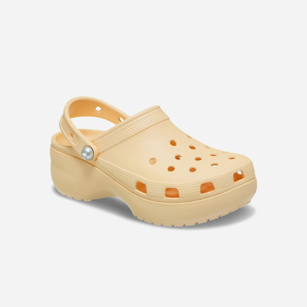 Giày Clog Nữ Crocs Classic Platform Pearl - Vàng - Supersports Vietnam