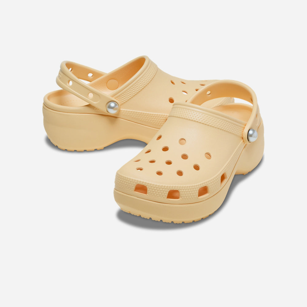 Giày Clog Nữ Crocs Classic Platform Pearl - Vàng - Supersports Vietnam