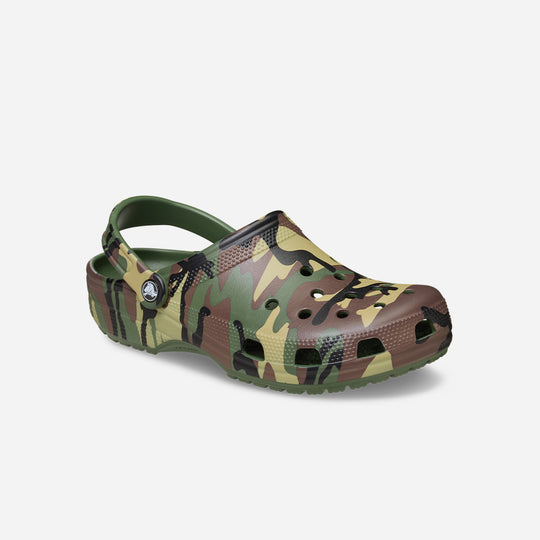 Giày Clog Unisex Crocs Classic Camouflage - Xanh Quân Đội