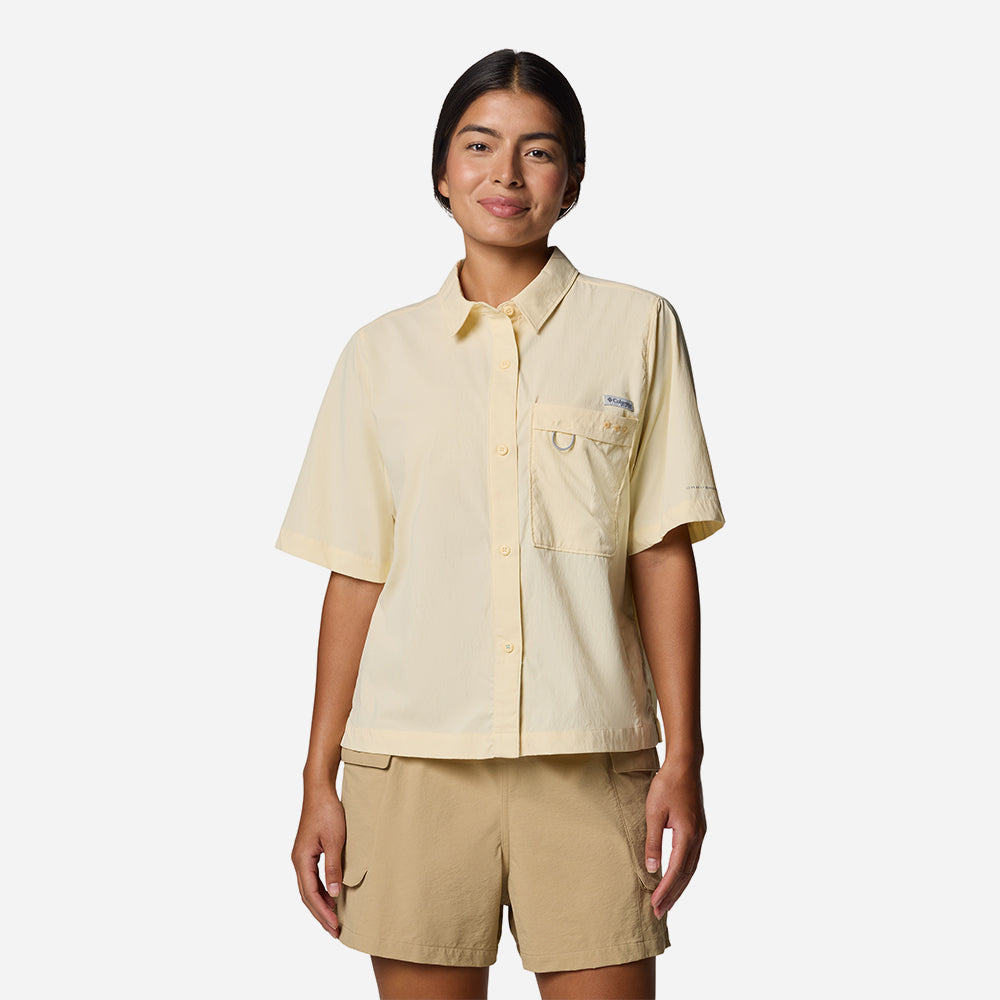 Áo Sơ Mi Tay Ngắn Nữ Columbia Wild Cast™ Short Sleeve - Vàng - Supersports Vietnam
