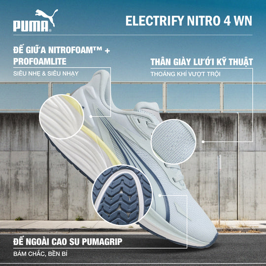 Giày Chạy Bộ Nữ Puma Electrify Nitro 4 - Xanh Dương