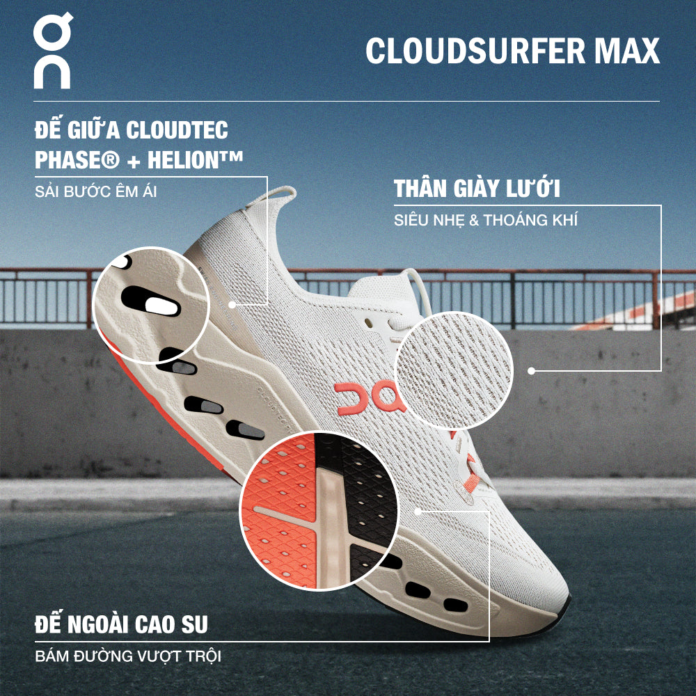 Giày Chạy Bộ Nữ On Running Cloudsurfer Max - Trắng - Supersports Vietnam