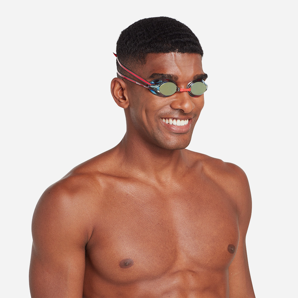 Zoggs Racer Titanium Zwembril - Mirror Gold Lenses - Grey/Red