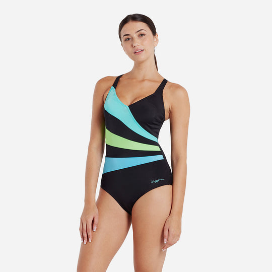 Đồ Bơi Một Mảnh Nữ Zoggs Wrap Panel Classicback - Đen