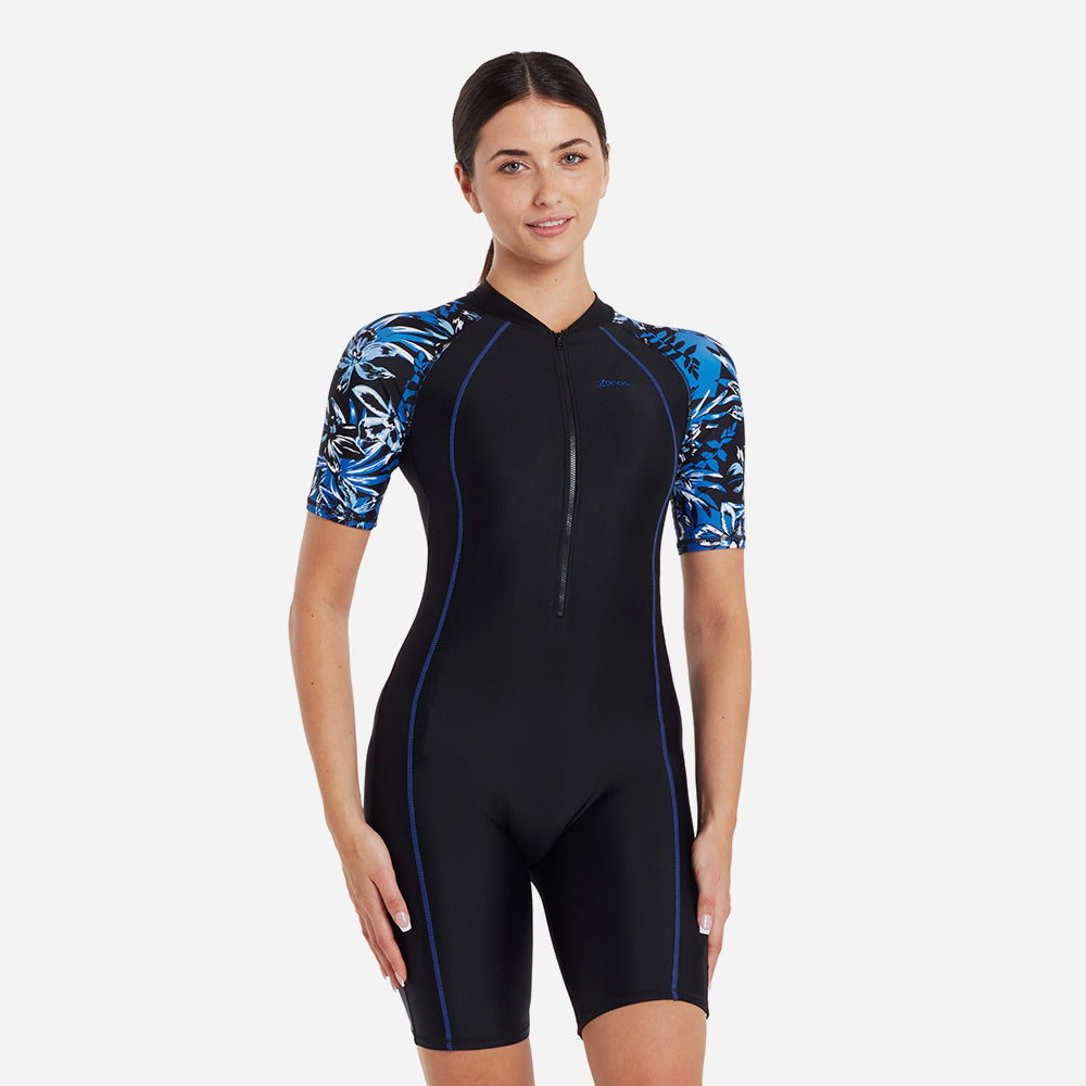 Bộ Đồ Bơi Chống Nắng Nữ Zoggs Kneesuit Sleeve Print - Xanh Navy - Supersports Vietnam