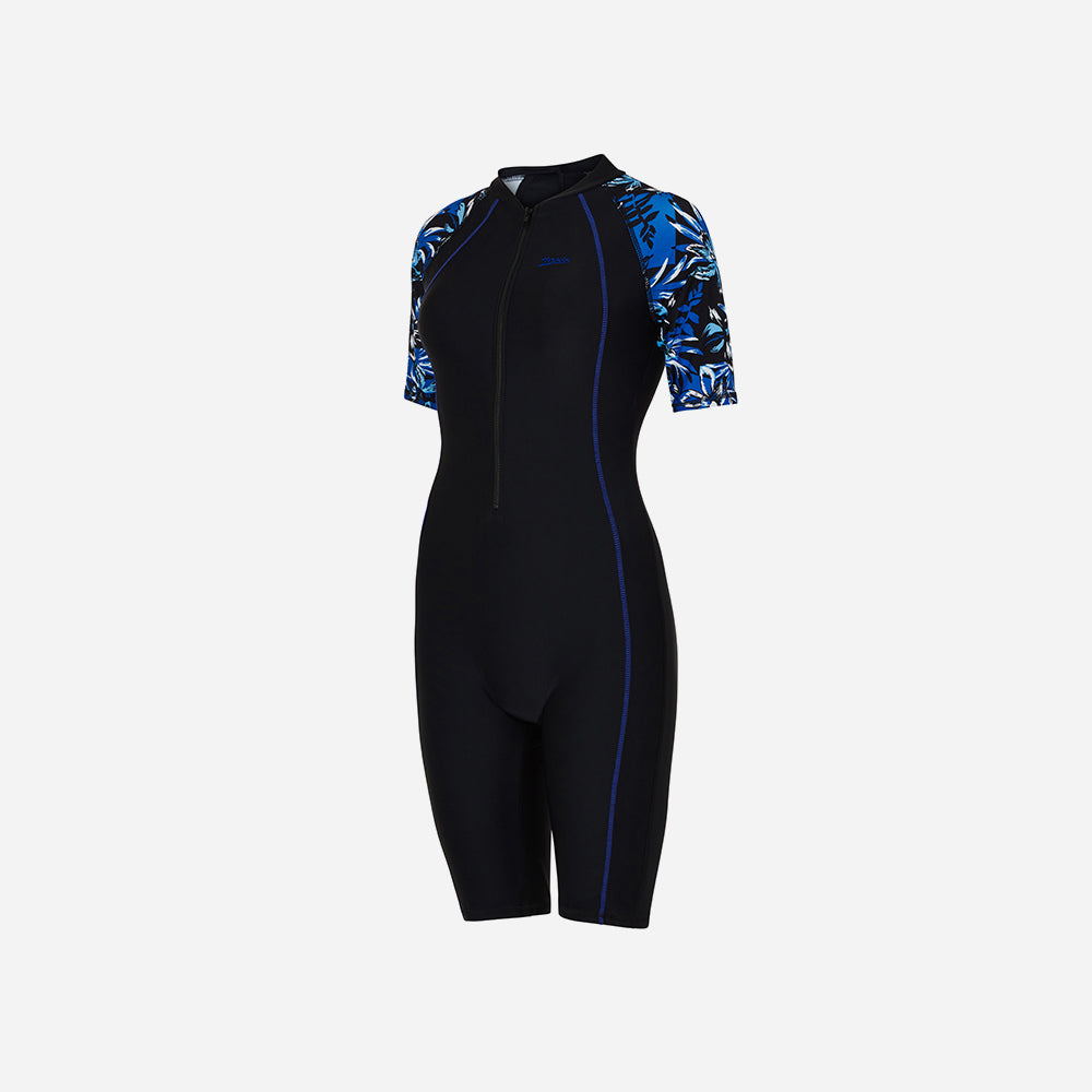 Bộ Đồ Bơi Chống Nắng Nữ Zoggs Kneesuit Sleeve Print - Xanh Navy - Supersports Vietnam