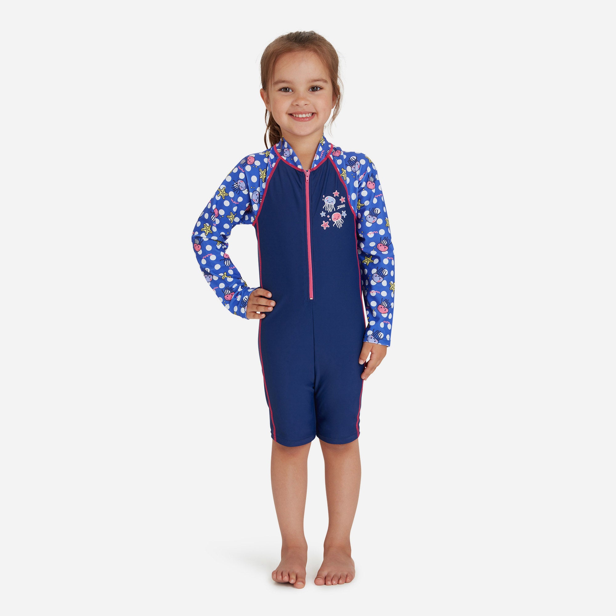 Đồ Bơi Một Mảnh Bé Gái Zoggs Long Sleeve All In One - Hồng - Supersports Vietnam