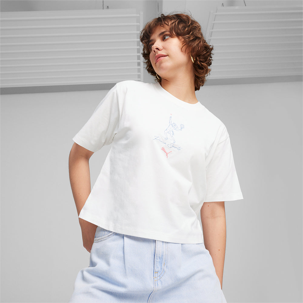 Áo Tay Ngắn Nữ Puma Team Relaxed - Trắng - Supersports Vietnam