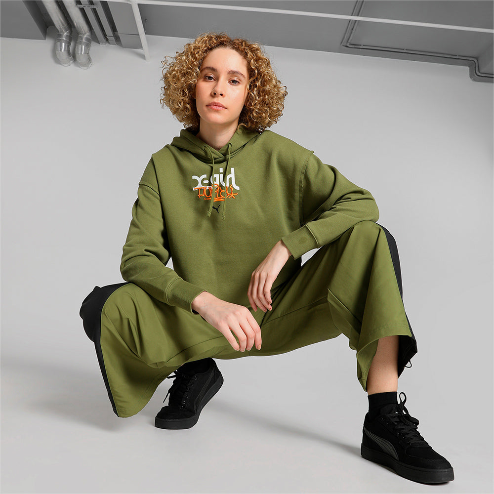 Áo Hoodie Nữ Puma X X-Girl Graphic - Xanh Quân Đội - Supersports Vietnam