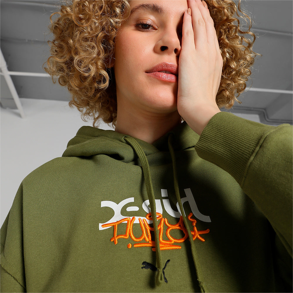 Áo Hoodie Nữ Puma X X-Girl Graphic - Xanh Quân Đội - Supersports Vietnam