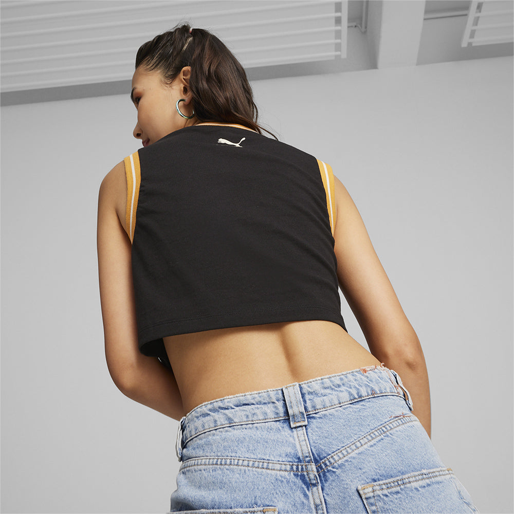 Áo Ba Lỗ Nữ Puma Team For The Fanbase Graphic Cropped - Đen - Supersports Vietnam