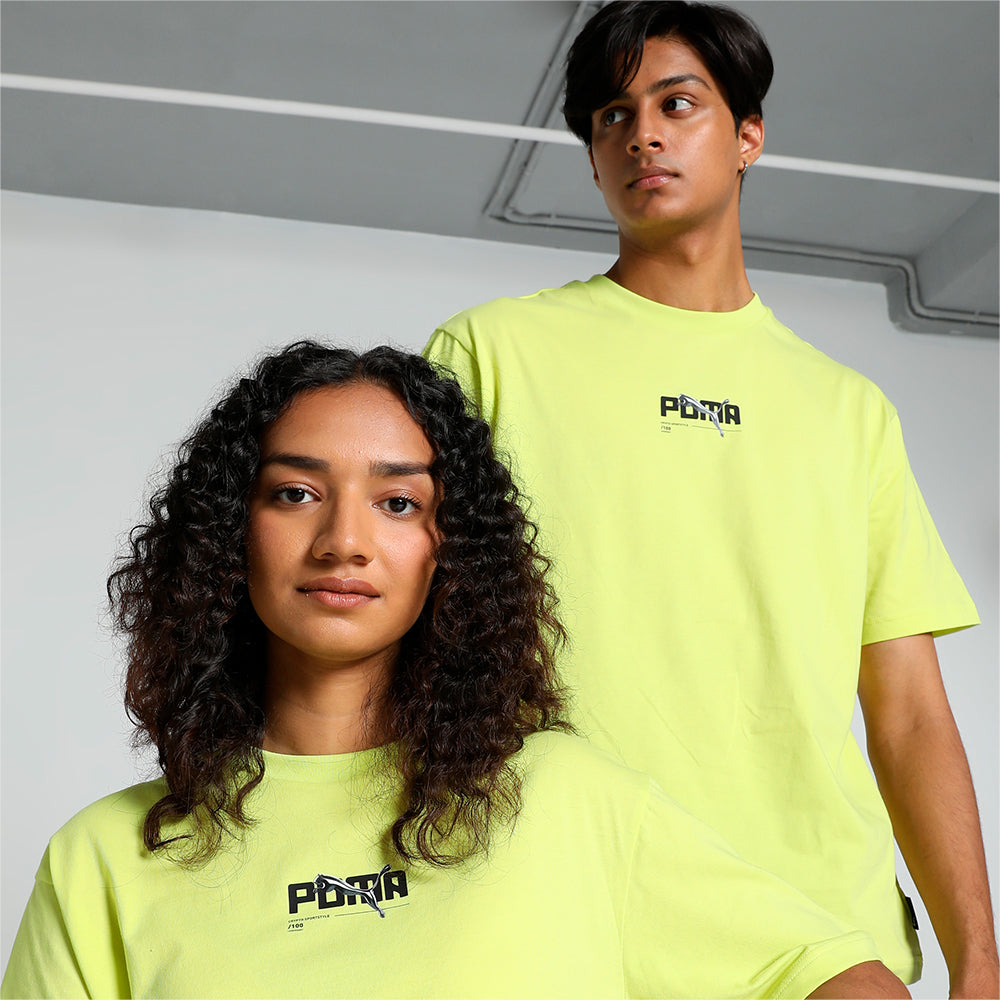 Áo Thun Unisex Puma Graphics Chrome Cat Lime Sheen - Vàng Chanh - Supersports Vietnam