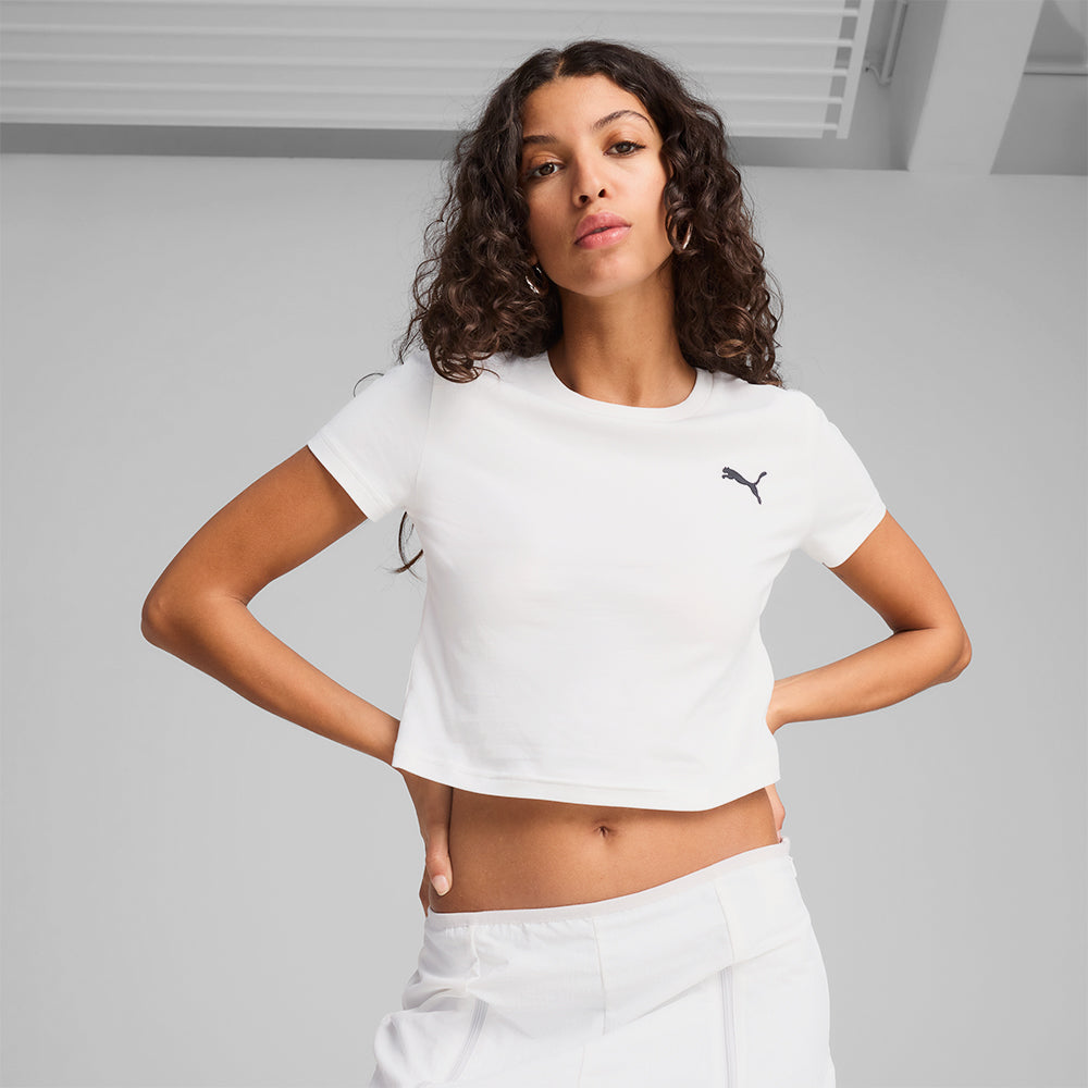 Áo Thun Tay Ngắn Nữ Puma Wardrobe Essential Baby - Trắng - Supersports Vietnam