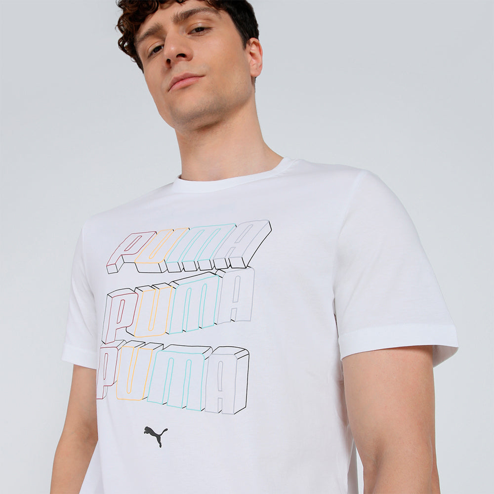 Áo Thun Tay Ngắn Nam Puma Essential Logo Lab Hog - Trắng - Supersports Vietnam