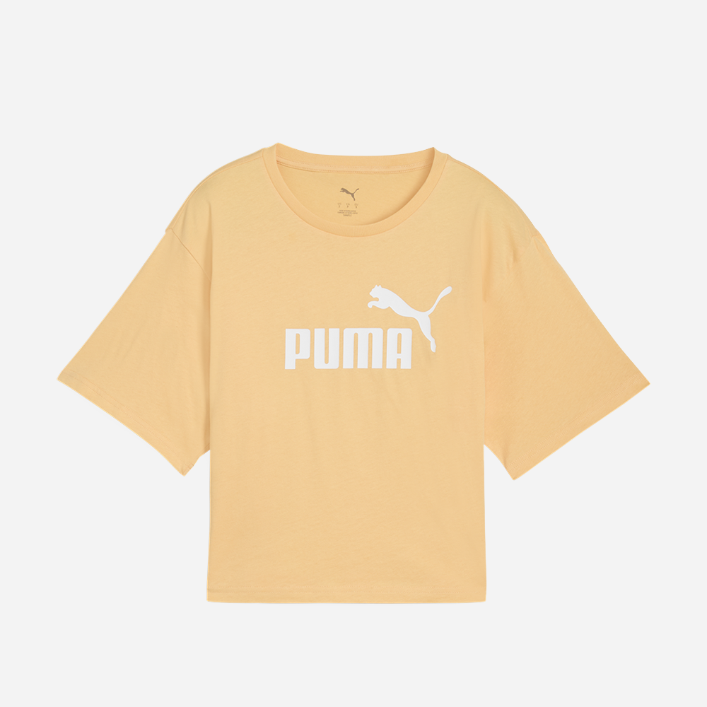 Áo Thun Tay Ngắn Nữ Puma Essential Cropped No. 1 Logo - Cam - Supersports Vietnam